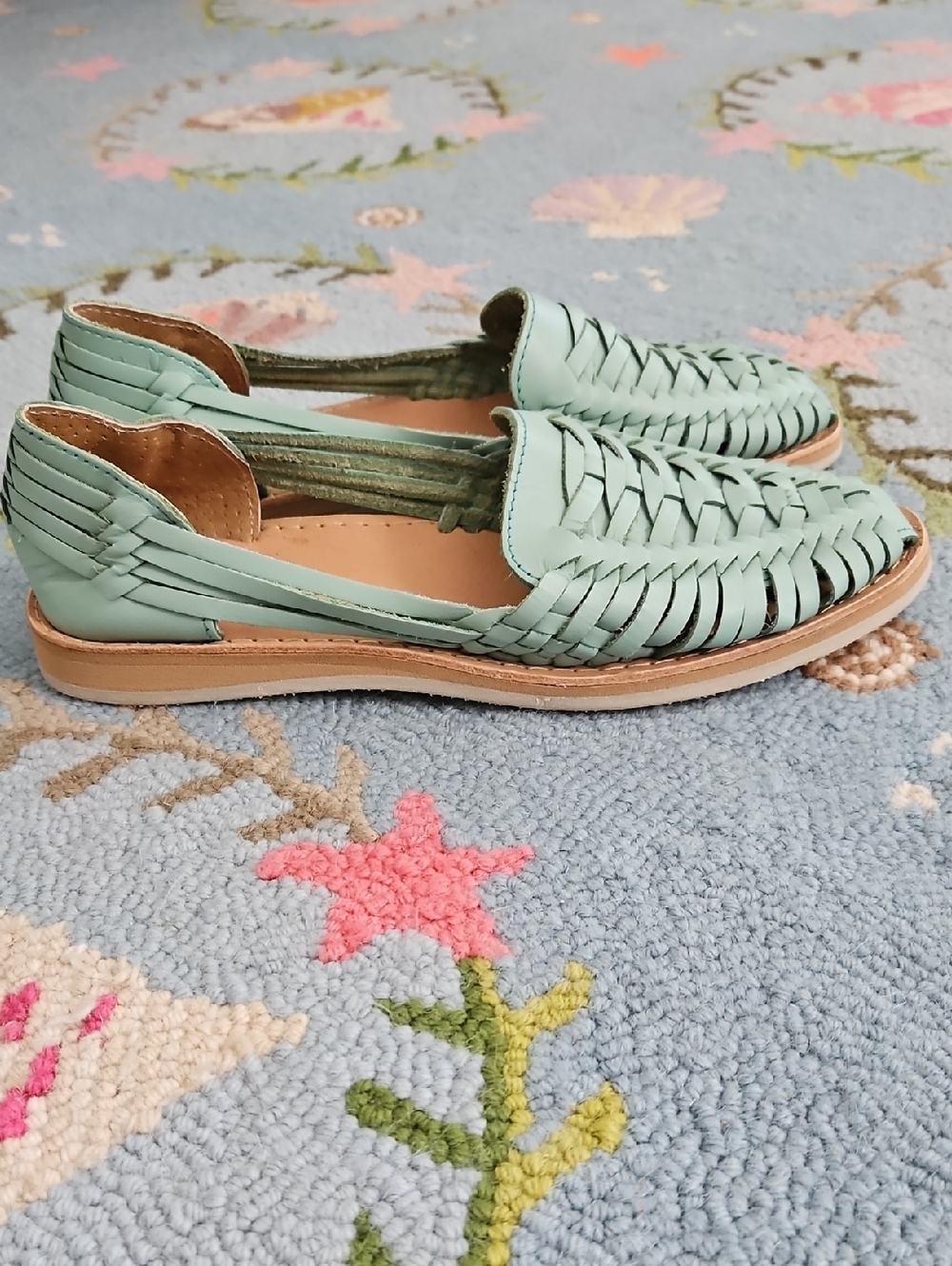 Macarena Mint Green Huarache Flats - Picture 2 of 6
